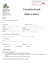 Convention de location des tables et chaises de la salle des fêtes
