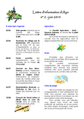 Lettre d'informations d'AYN de juin 2014