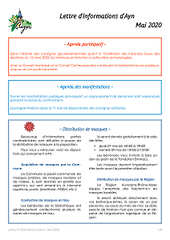 Lettre d'informations d'AYN de mai 2020