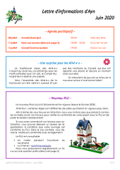 Lettre d'informations d'AYN de juin 2020