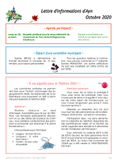 Lettre d'informations d'AYN d'octobre 2020