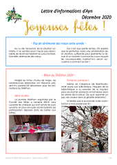 Lettre d'informations d'AYN de décembre 2020