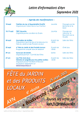 Lettre d'informations d'AYN de septembre 2021