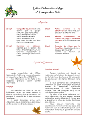 Lettre d'informations d'AYN de septembre 2014