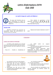 Lettre d'informations d'AYN d'août 2015
