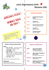 Lettre d'informations d'AYN de décembre 2016