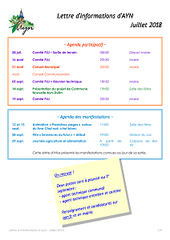 Lettre d'informations d'AYN de juillet 2018