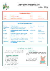 Lettre d'informations d'AYN de juillet 2019