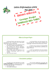 Lettre d'informations d'AYN de mai 2016 spéciale nommage des voies