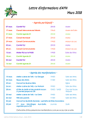 Lettre d'informations d'AYN de mars 2018