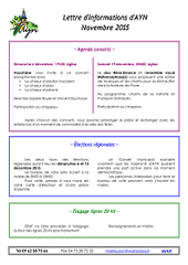 Lettre d'informations d'AYN de novembre 2015