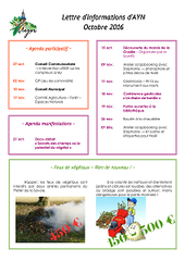Lettre d'informations d'AYN d'octobre 2016