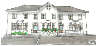 Vue projetée de la rampe mairie-école (Anne-Marie JULIEN architecte)